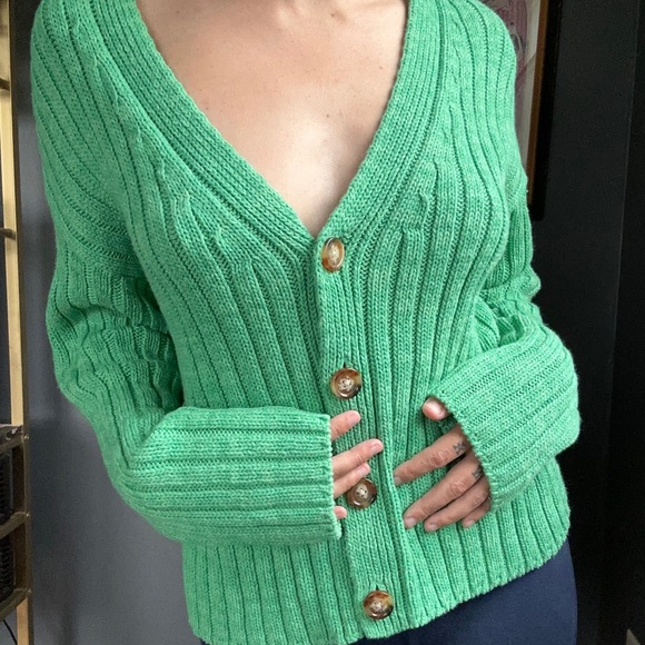 Mint green oversized knit sweater - Picture 4 of 5